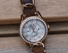 Fossil ES3466 RILEY Uhr Damenuhr Lederarmband Edelstahl rosé 100m Datum