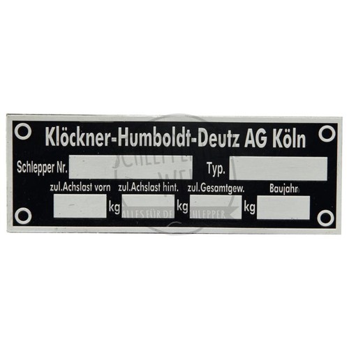 Typenschild passend für