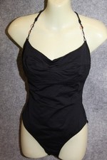 BADEANZUG SCHWIMMANZUG GRÖSSE 36 SCHWARZ UNI AUF DEN TRÄGERN MUSCHELN CYELL