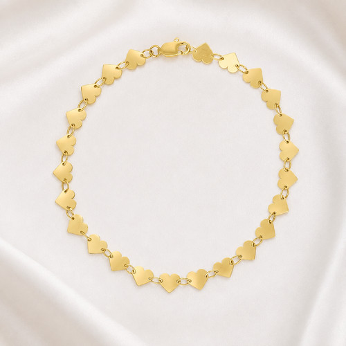 14k gold herz gliederarmband - 14k,
