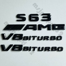 Für Mercedes Benz S63 AMG V8 BITURBO Emblem Aufkleber Schwarz Glänz Auto