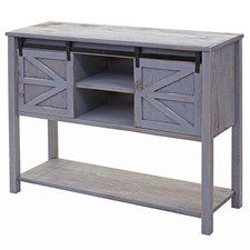 B-Ware Kommode MCW-D57, Schiebetürenschrank, 81x102x34cm Shabby-Look dunkelgrau