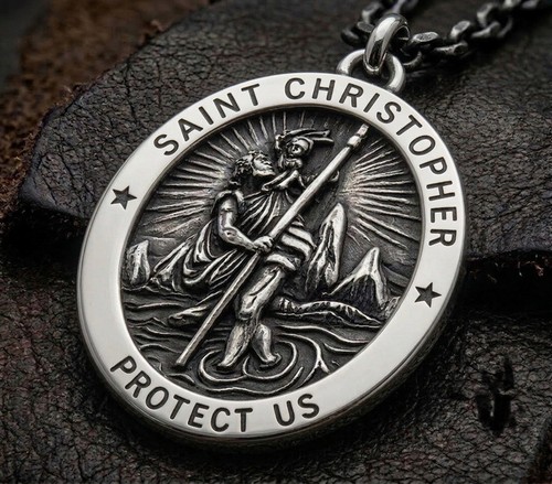 Silber christophorus kette - silber,