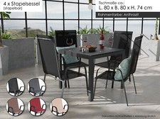 Gartenmöbel Set Alu Tisch 5-tlg. 4x Stapelsessel Sitzgruppe Essgruppe Gartenset