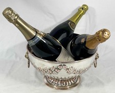 GROSSER VERZIERTER VERSILBERTER SEKT WEINKÜHLER MEHRERE FLASCHEN EISKÜBEL f