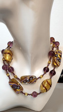Muranoglas Venedig Kette Collier Handarbeit Italien mit Goldeinschmelzungen SRM