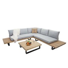 Lounge-Set HWC-H54, Garten-Garnitur Sofa, Kissen hellgrau
