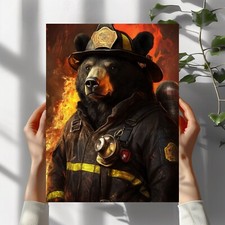 Schwarzbär als Feuerwehrmann