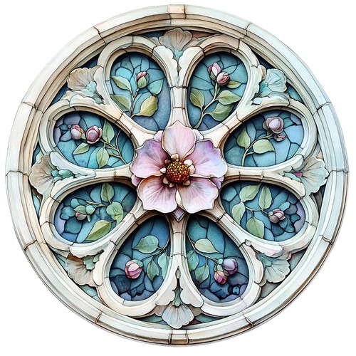 Sticker stained glass pink - glass,