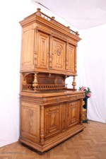 Antiker Gründerzeti Säulenschrank Kredenz Buffet Eiche Hell Schnitzereien 4tlig.