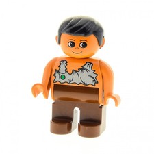 1x Lego Duplo Figur Mann braun Steinzeit Mensch Dino Welt Caveman 4555pb035