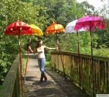 lemon grün  85cm Ø Bali Tempel Sonnen Balkon Schirm REDUZIERT von 89 euro