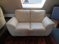 Echt Leder Couche Sofa, 2 Sitzer, Beige Farbe