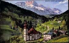 Ak Maria Gern Berchtesgaden in Oberbayern, Kirche, Untersberg - 4141673