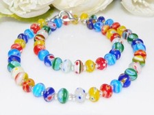 Kette Halskette Glas Rondelle