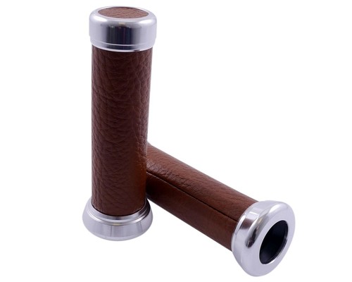 Lenkergriffe retro braun leder - lenkergriffe,