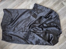 Bademantel Schwarz Satin Gr. S Mit Spitze