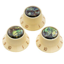 Musiclily Pro 3Pcs Cream Plastic Inch Abalone Top Knobs For USA Strat ST Guitar