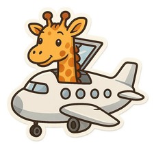 5x giraffe plane sticker funny