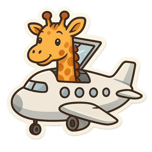Giraffe plane sticker - plane, funny