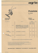 Agria 5100 Wiesenmäher, Preisliste, Traktor, Einachser