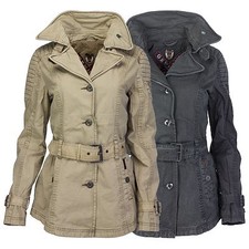 Khujo Damen Übergangsjacke Damenjacke Biker Jacke Trenchcoat Gürtel Reverskragen