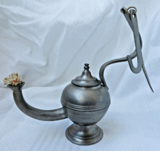 Alte schöne Zinn-Öllampe, Hängelampe, "Bergwerkslampe"