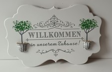 Holzschild Türschild Herzlich