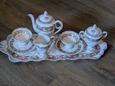 Antik Mokka Set Rosen Dekor