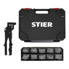 STIER Blindnieten-Satz Premium mit 360°-Handnietzange 501-teilig 500 Blindnieten