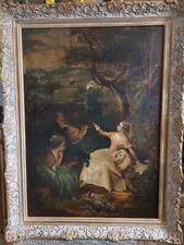 Altmeister-Gemälde, Rokoko, 18.Jahrh., Galanterie mit Kanarien-Vogel, gerahmt