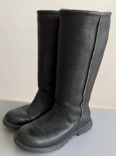 UGG BOOTS GEFÜTTERTE WINTERSTIEFEL STIEFEL GR.36 SCHWARZ GLATT LEDER