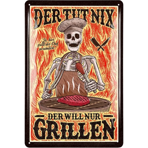 Retro blechschild grillen - retro,