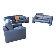 Erpo Polstergarnitur Leder 43 059 Braun Inklusive Kopfstütze 2 Sofas 1 Sessel