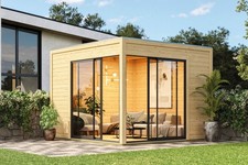  Gartenhaus Holz 38mm Poolhaus Holzhaus DICE 3 mit ALU-Schiebetür 308x308 cm