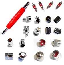 Ventilschrauber SET Ventileinsätze Ventilkappen Ventildreher für Reifenventile