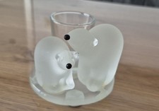 Partylite P7215 | Kerzenhalter aus Glas | Teelichthalter | Eisbär Figur