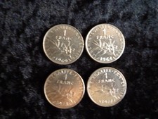 4x Münze 1 Franc 1960, 1964