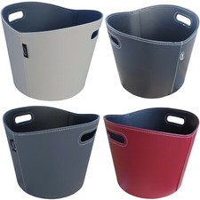 Kunstleder Korb modern RUND beige grau rot oder schwarz Aufbewahrung Zeitungen