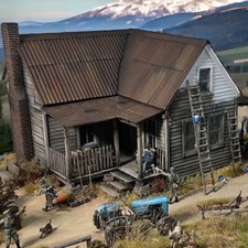 Farmhaus 1:35 - Laser Cut Gebäude Bausatz aus Holz zum selberbauen für Diorama