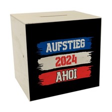 Kiel Aufstieg 2024 Spardose aus Holz mit Spruch Ahoi