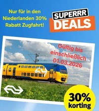 💥Nur für Niederlande Banhfahrt Zugfahrt 30% Rabattcode Einzelfahrt Tagesticket