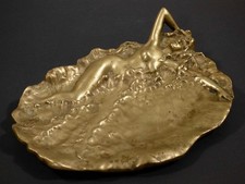 rh2/2  Jugendstil Schale Bronze  mit Frauenakt  Frankreich ~ 1900