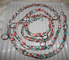 leichte HUNDELEINE*freie Hände*2 Karabiner+5  Ringe 260 cm lang BUNT UNIKAT