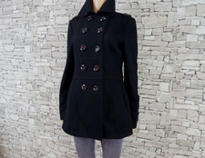 MISS SIXTY DAMEN WOLLE MIX CABAN MANTEL MILITARY LOOK SIBERKNÖPFE SCHWARZ S
