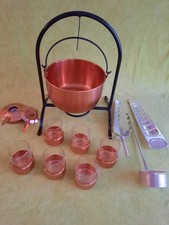 DDR Feuerzangenbowle mit Zubehör Topf Gläser Zuckerzange VEB Tafelgeräte Dessau