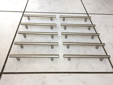 10 Möbelgriffe, Schubladengriffe, Schrankgriffe aus Stahl