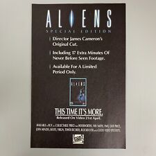 ALIENS SPECIAL EDITION FOX VIDEO FILM MOVIE CINEMA 1992 VINTAGE RETRO ADVERT