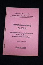 DB BD Hamburg Fahrplananordnung Nr. 100 A gültig ab 01. Juni 1980