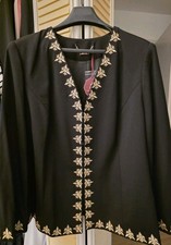 Blazer Jacke Alfredo Pauly Ponte di Roma Schwarz Gold Stickerei 52 NEU ❤️